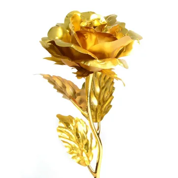 24k Zelta Folijas Pārklājumu Pieauga par Kāzu Ierosināt Brithday Partijas Apdare Zelta flore Rožu mākslīgo ziedu fleurs artificielles 0