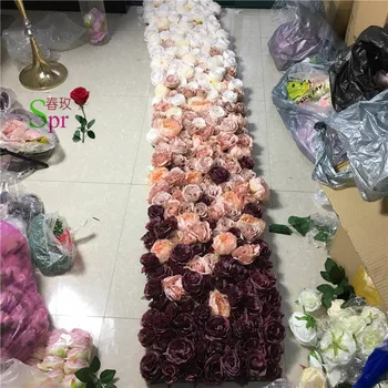 SPR 2*2.4 m Augstas kvalitātes ombre kāzu ziedu sienas skatuves fons, dekoratīva mākslīgo ziedu vairumtirdzniecības galda elements