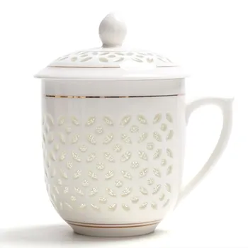 Porcelāna Dobi Tējas Tase ar Vāku Keramikas Office Biznesa Ūdens Kausa Vintage Drinkware Master Handgrip Tējas Tase