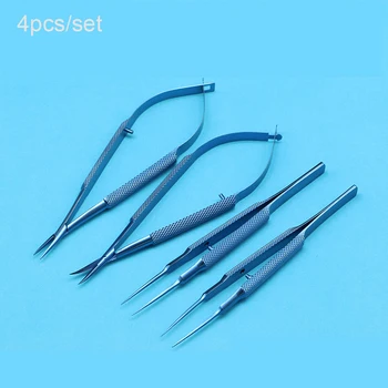 Titāna Tlloy Ķirurģijas Instrumenti Oftalmoloģijas Microsurgical Zobārstniecības Instrumentu Adatu Turētājs + 11,5 cm Šķērēm + Pincetes 0