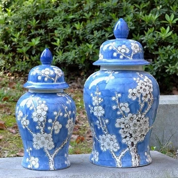 Jaunais Ķīnas pot Zilā Un Baltā Porcelāna Rotas porcelāna Jar Plūmju Ziedu Raksts, Porcelāna Dekorēšana Jar keramikas jar