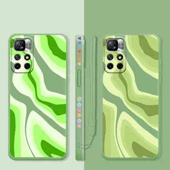 Luksusa Zaļo Krāsu, Tekstūru Šķidruma Konfektes Silikona Phone Gadījumā Xiaomi Redmi 11. Piezīme 11T 9 9S 8 10 Pro 9t 9.A 9.C 10.C K40 Būtiska